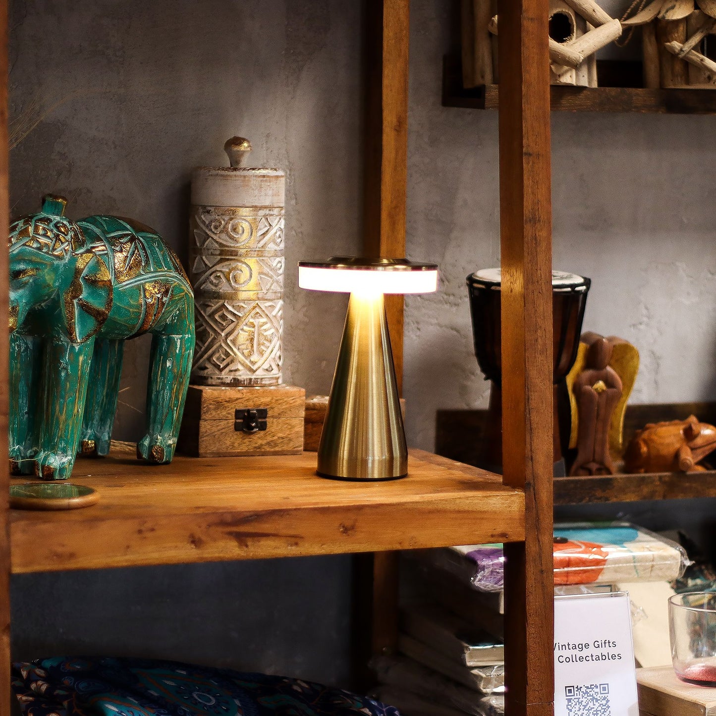 Lámpara táctil - Tallo alto de cobre - USB (C) - Recargable (400 vatios)