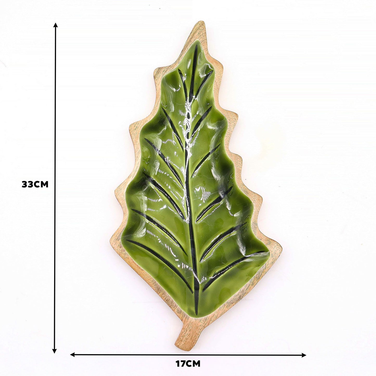 Perdido en el Bosque - Tazón de madera con hoja esmaltada - 33x17cm