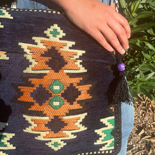 Bolso bandolera Kilim azul marino oscuro