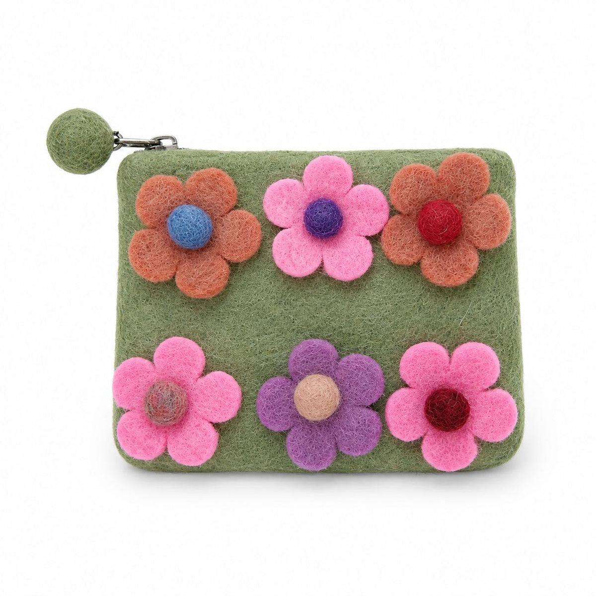 Estuches con cremallera de fieltro con flores (3 surtidos)