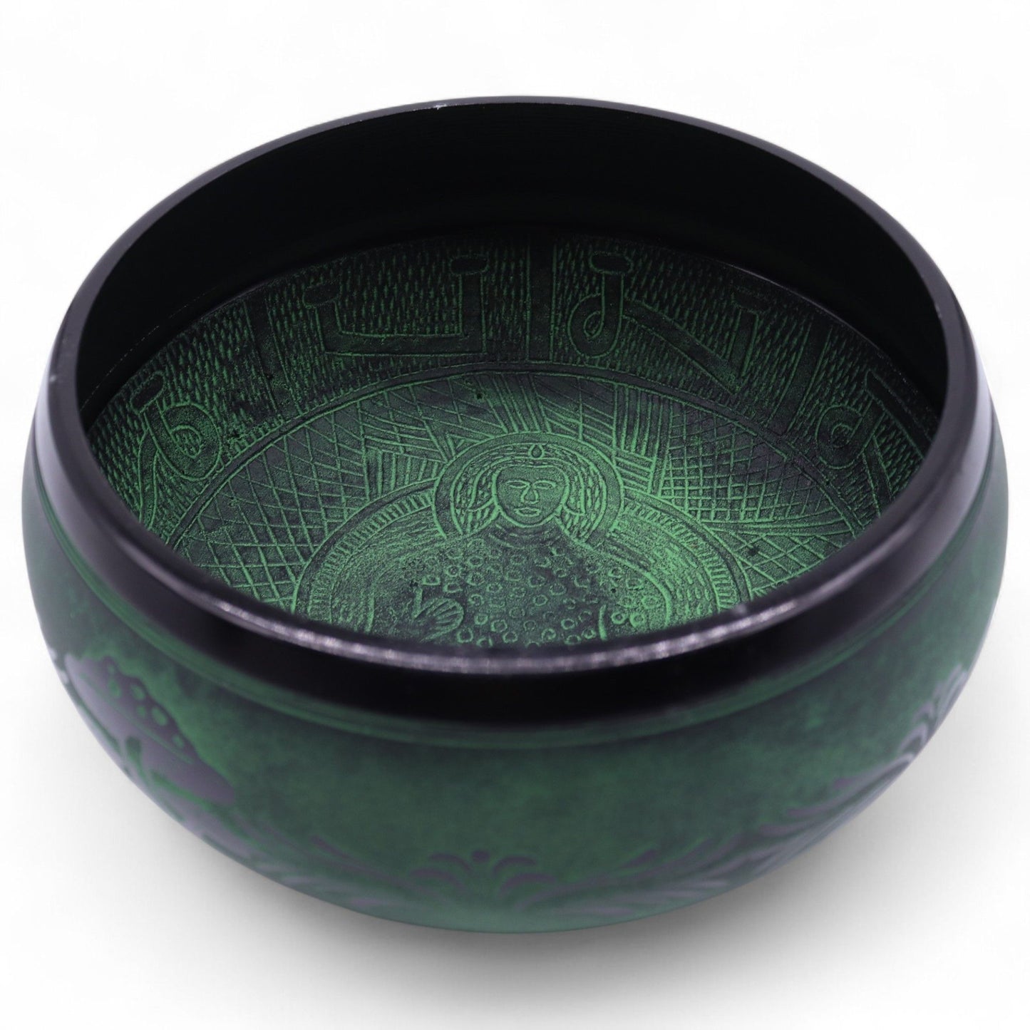 Cuenco tibetano de canto con forma de hongo - Verde musgo (23x10,5 cm, 1,3 kg)