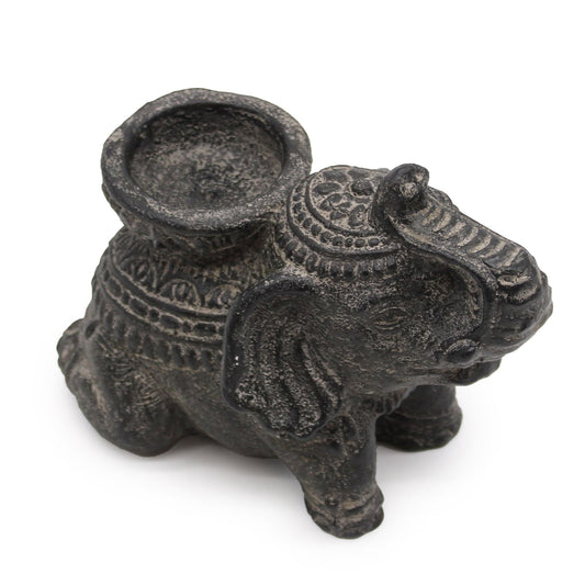 Porta Incienso y Candelabro Elefante(antiguo negro)