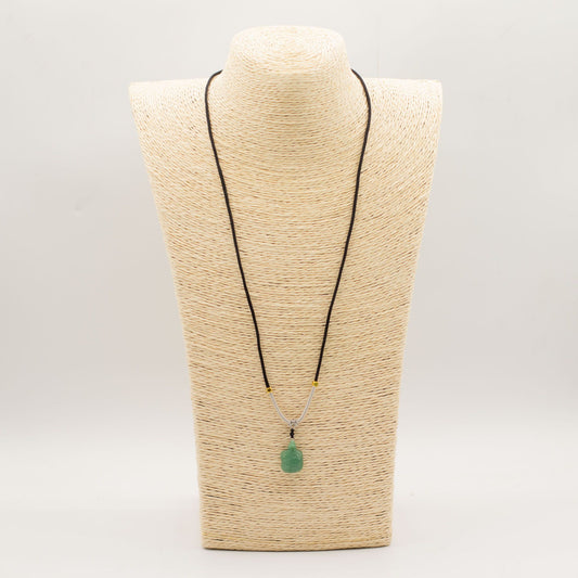 Collar de cuerda Colgante de piedra preciosa - Tortuga de jade
