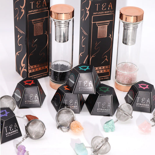 Colador de té de piedras preciosas de cristal crudo - Aguamarina