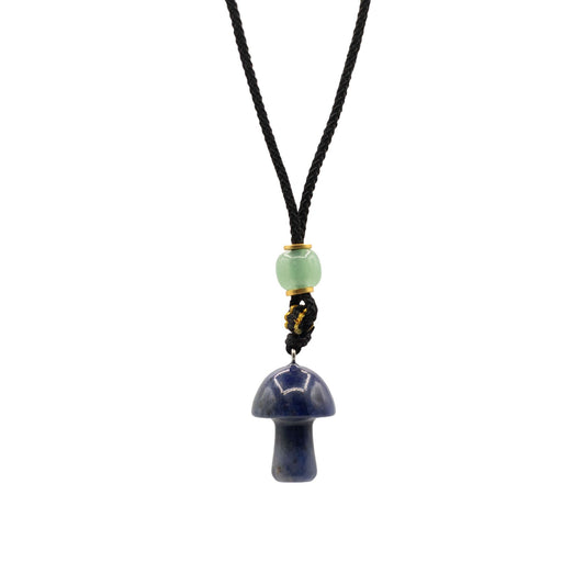 Collar de cuerda Colgante de piedra preciosa - Hongo de sodalita