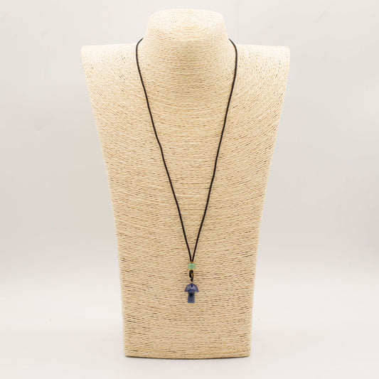 Collar de cuerda Colgante de piedra preciosa - Hongo de sodalita