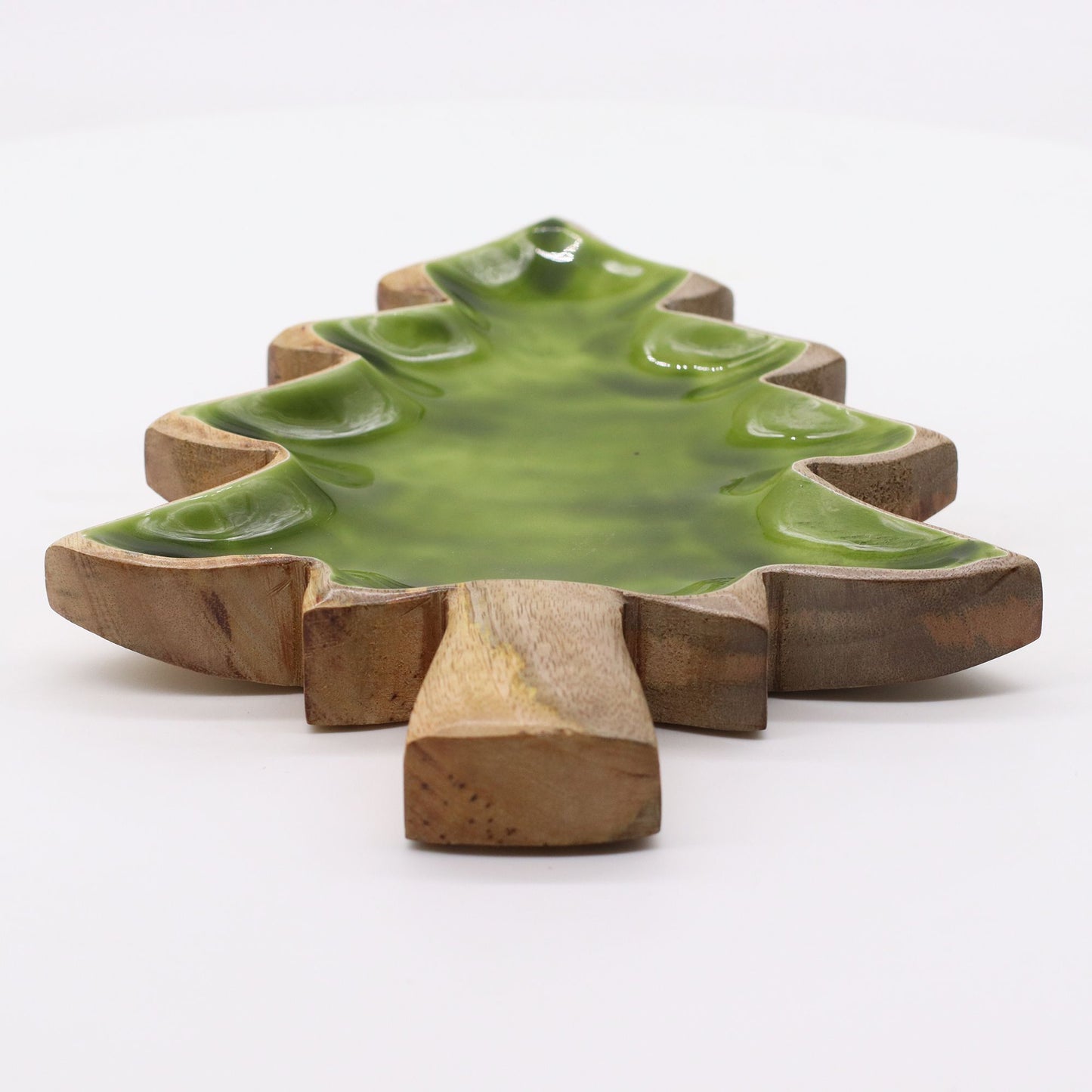 Perdido en el bosque - Tazón de madera esmaltada con diseño de árbol - 25x19 cm