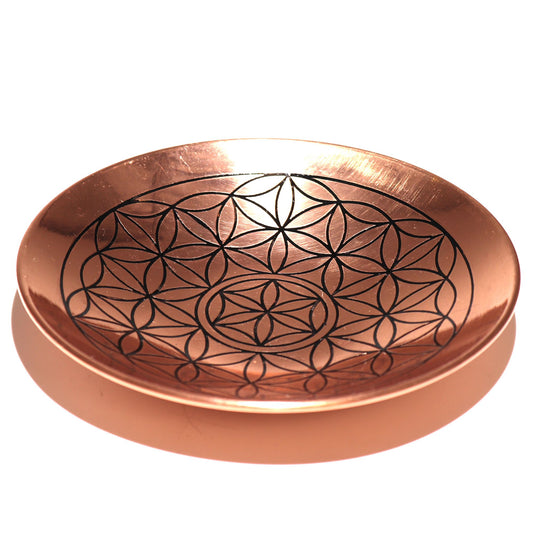 Plato de cobre para ofrendas - Flor de la Vida