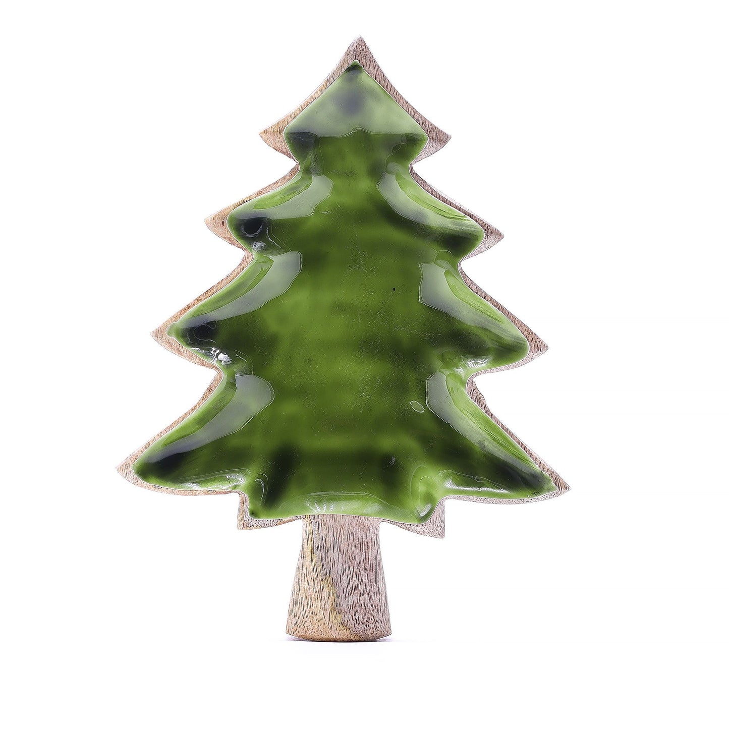 Perdido en el bosque - Tazón de madera esmaltada con diseño de árbol - 25x19 cm