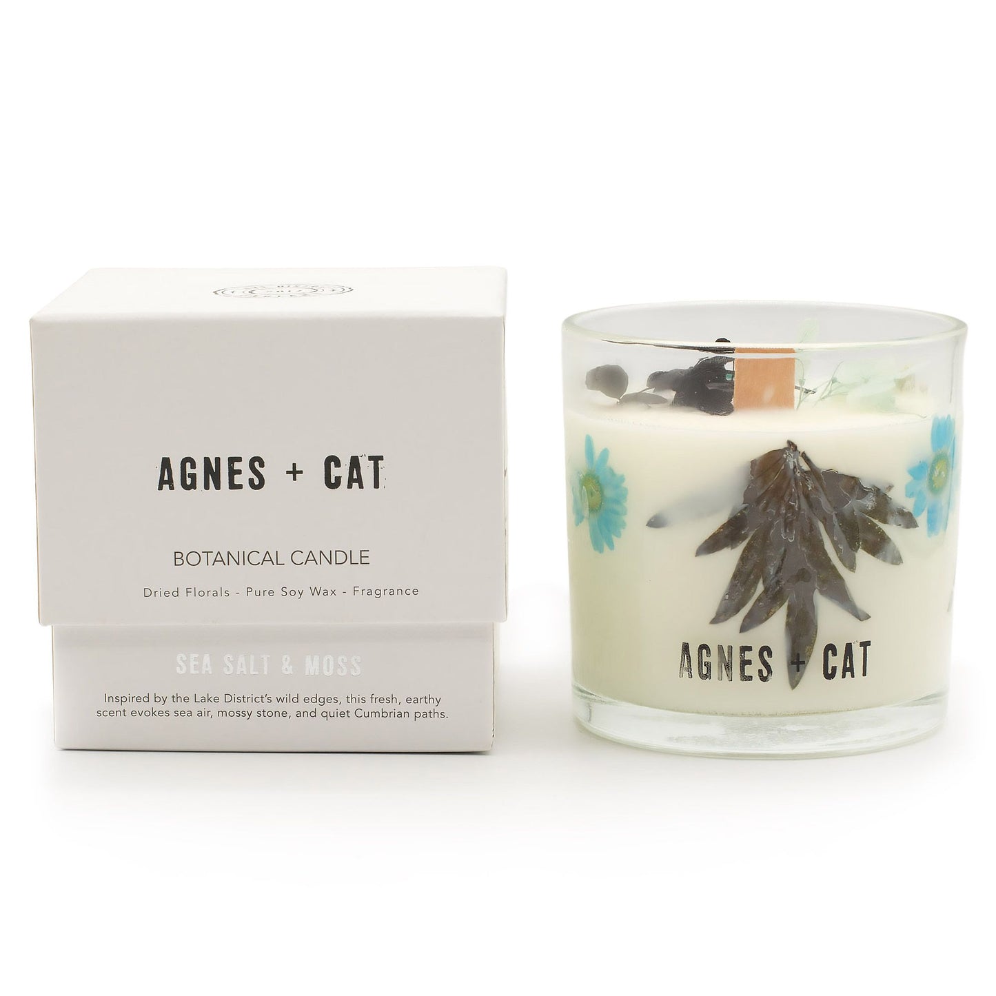 Vela de Cera de Soja Botánica Agnes + Cat - Sal marina y musgo