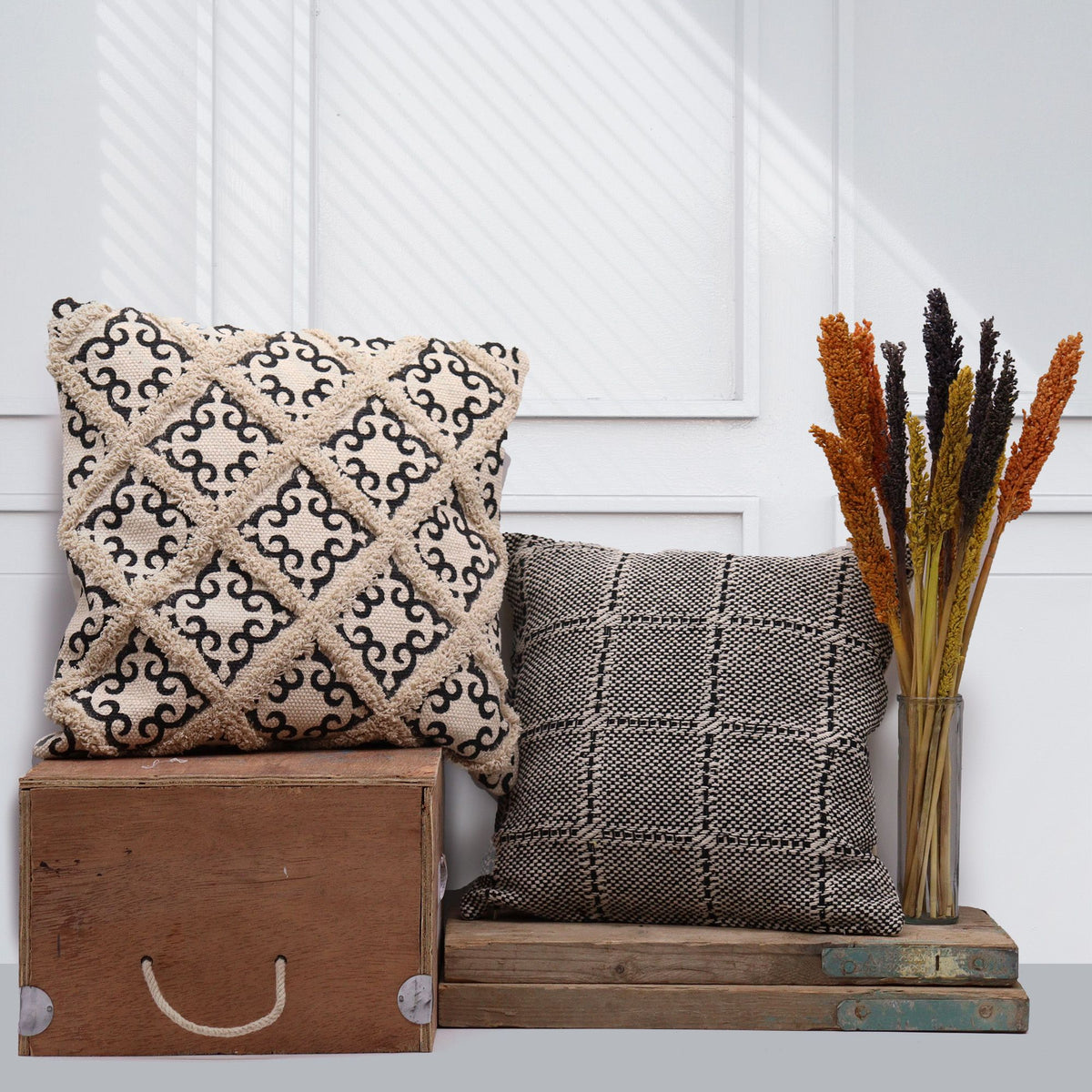Funda de Cojín Clásico - Chevron Gris - 40x40cm