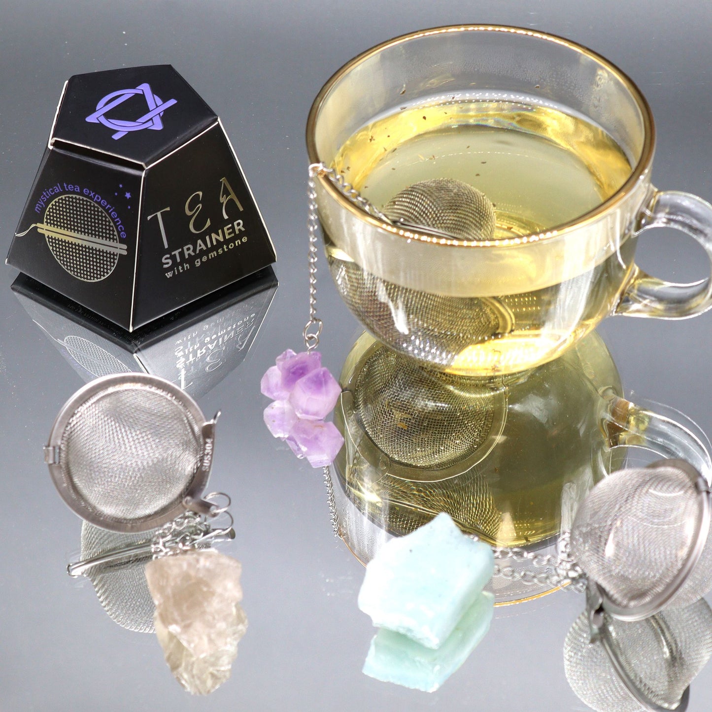 Colador de té de piedras preciosas de cristal crudo - Jaspe rojo