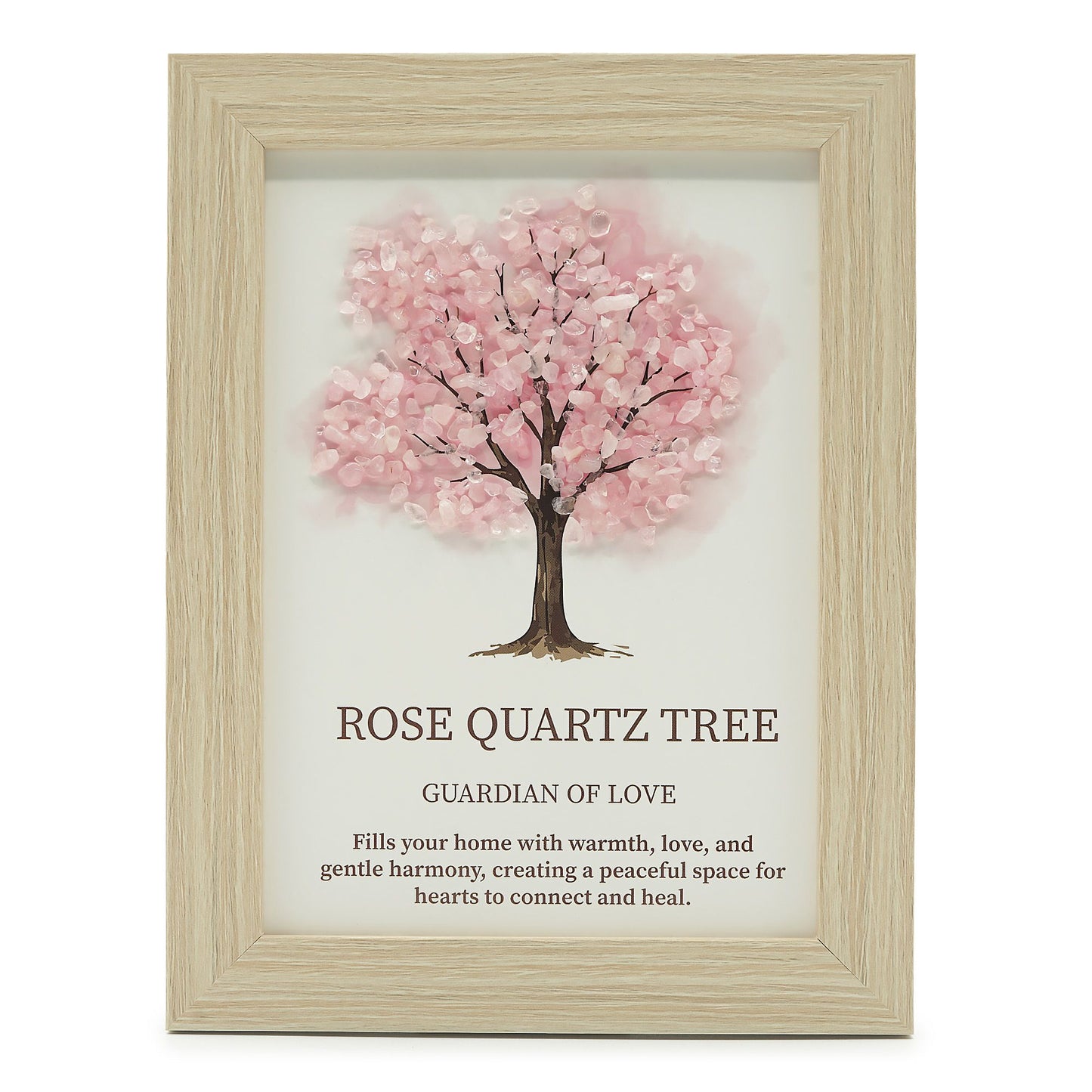Cuadro de piedra preciosa - Árbol de la Vida - Cuarzo rosa (20x14.7x1cm)