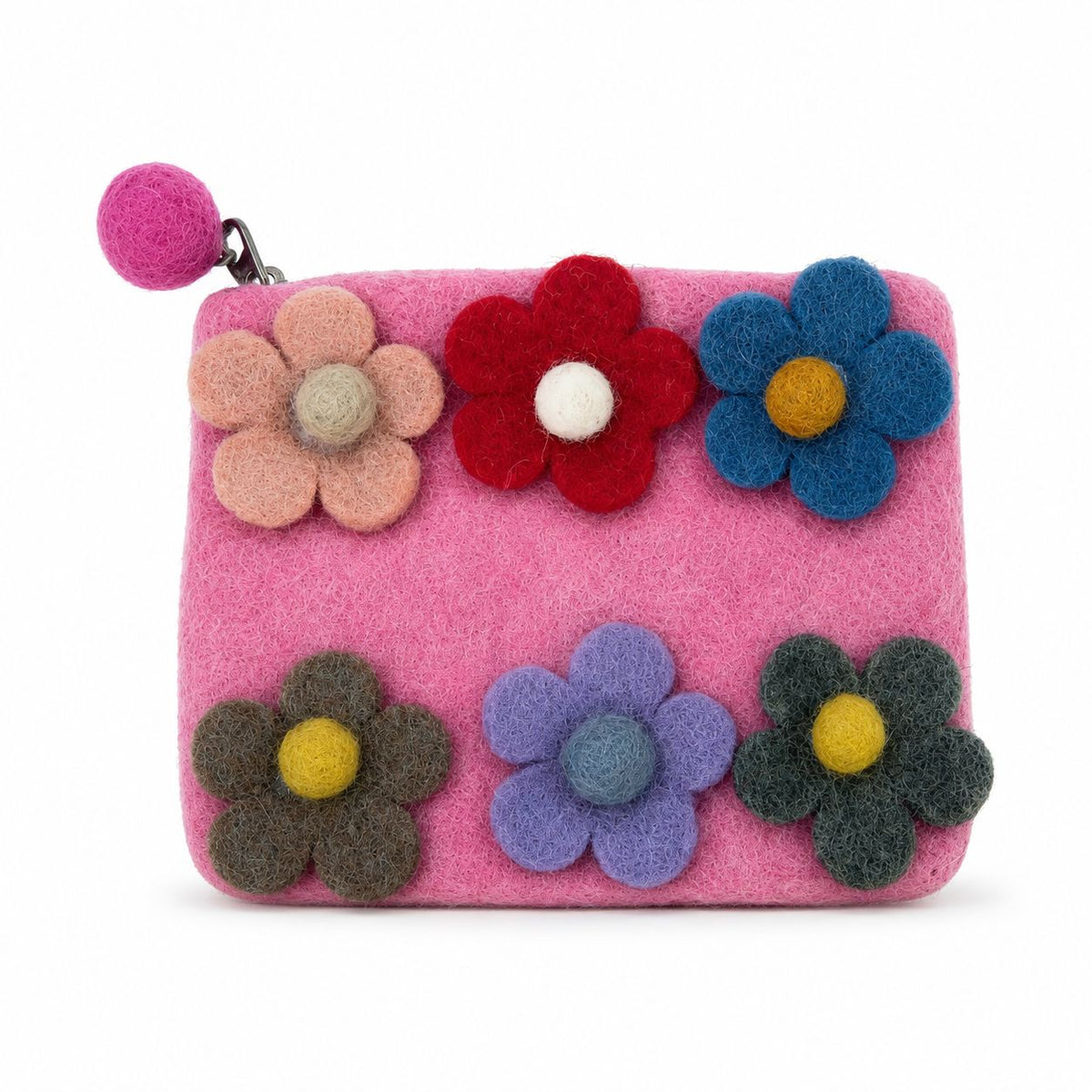 Estuches con cremallera de fieltro con flores (3 surtidos)