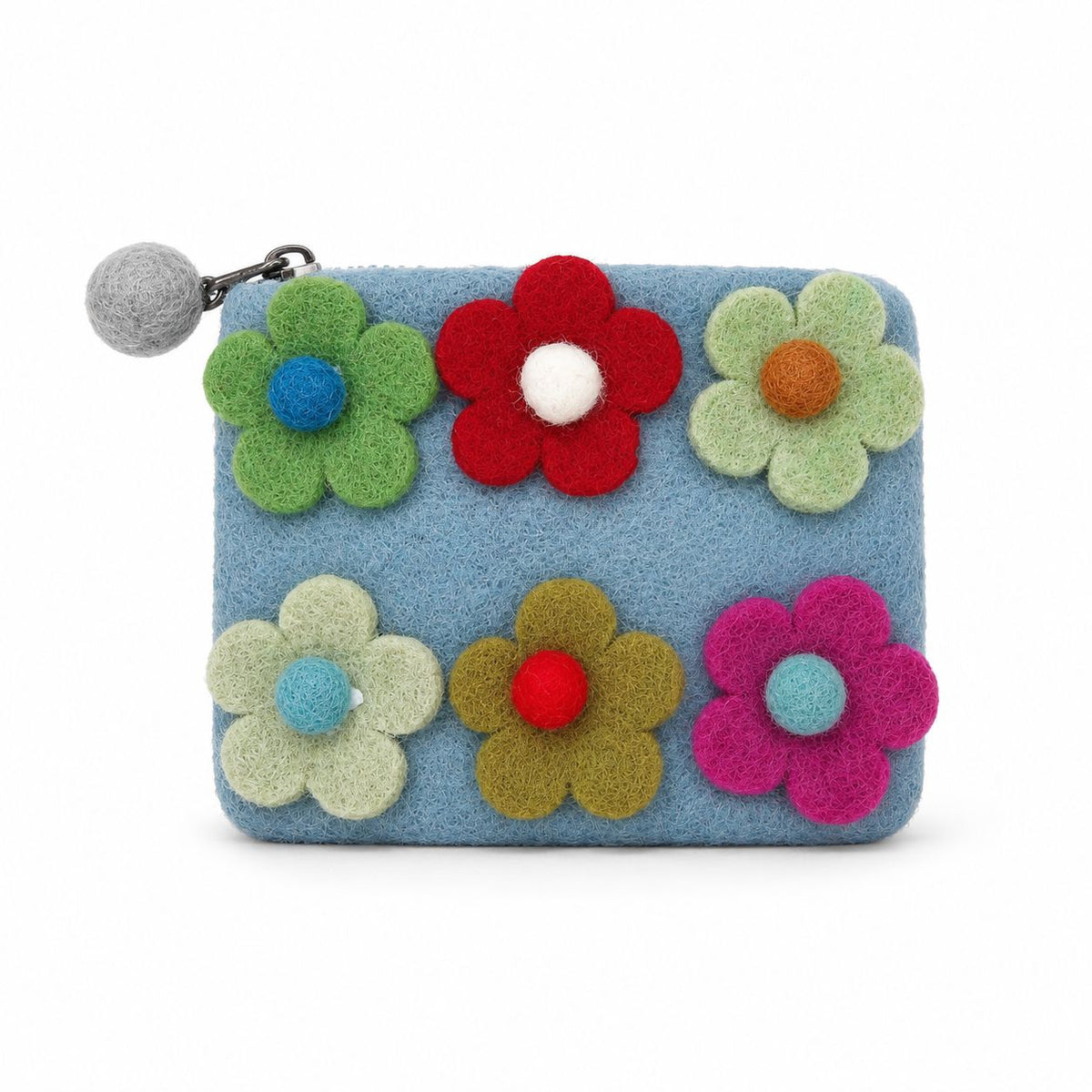 Estuches con cremallera de fieltro con flores (3 surtidos)