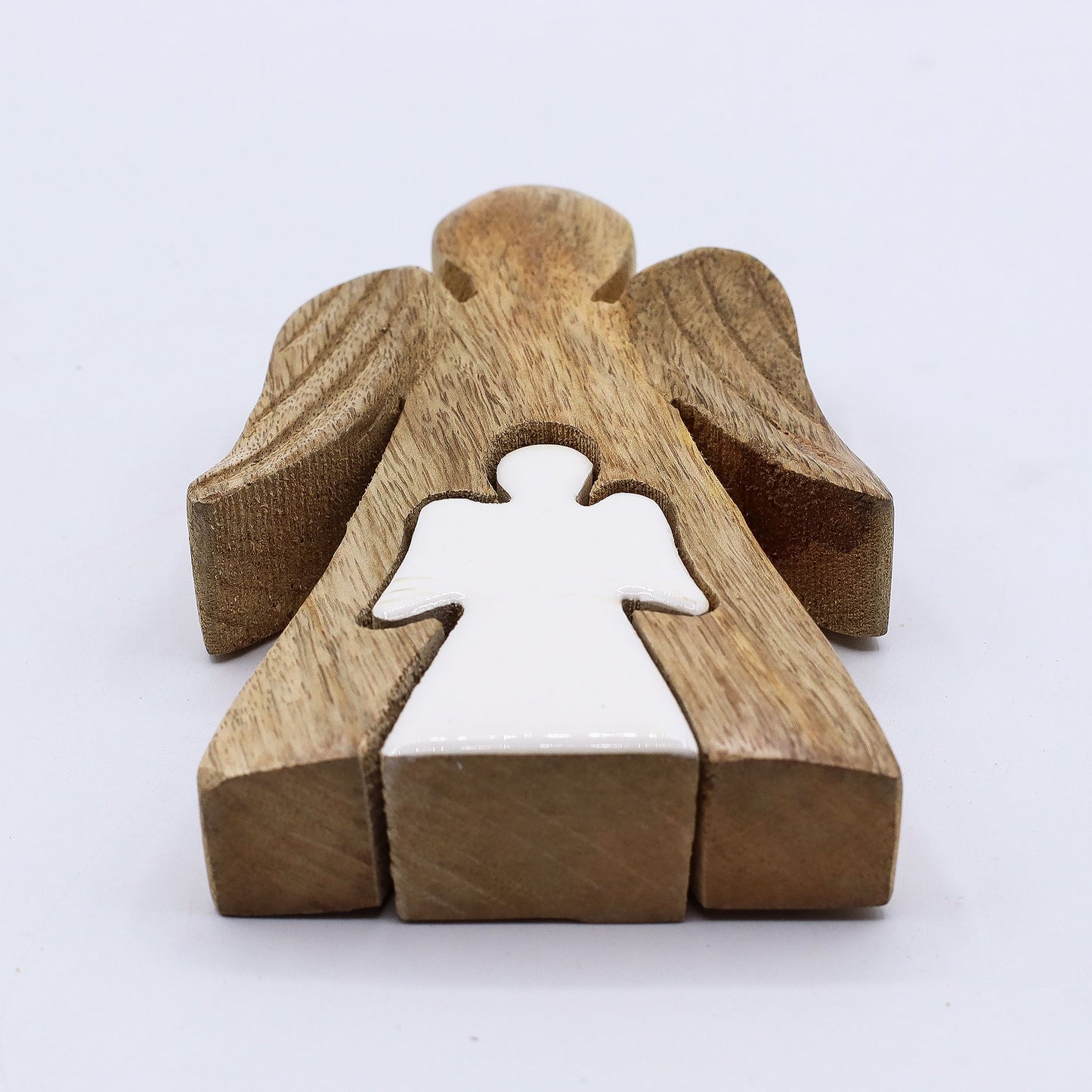 Ángel de madera de mango en Ángel - Esmalte blanco
