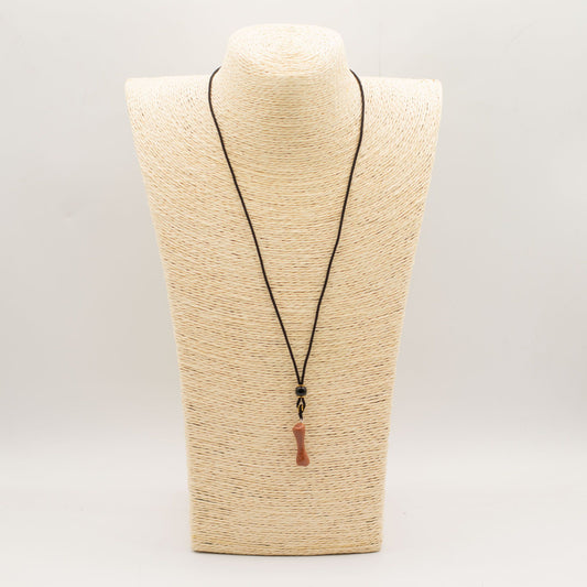 Collar de cuerda con colgante de piedra preciosa - Goldstone hueso