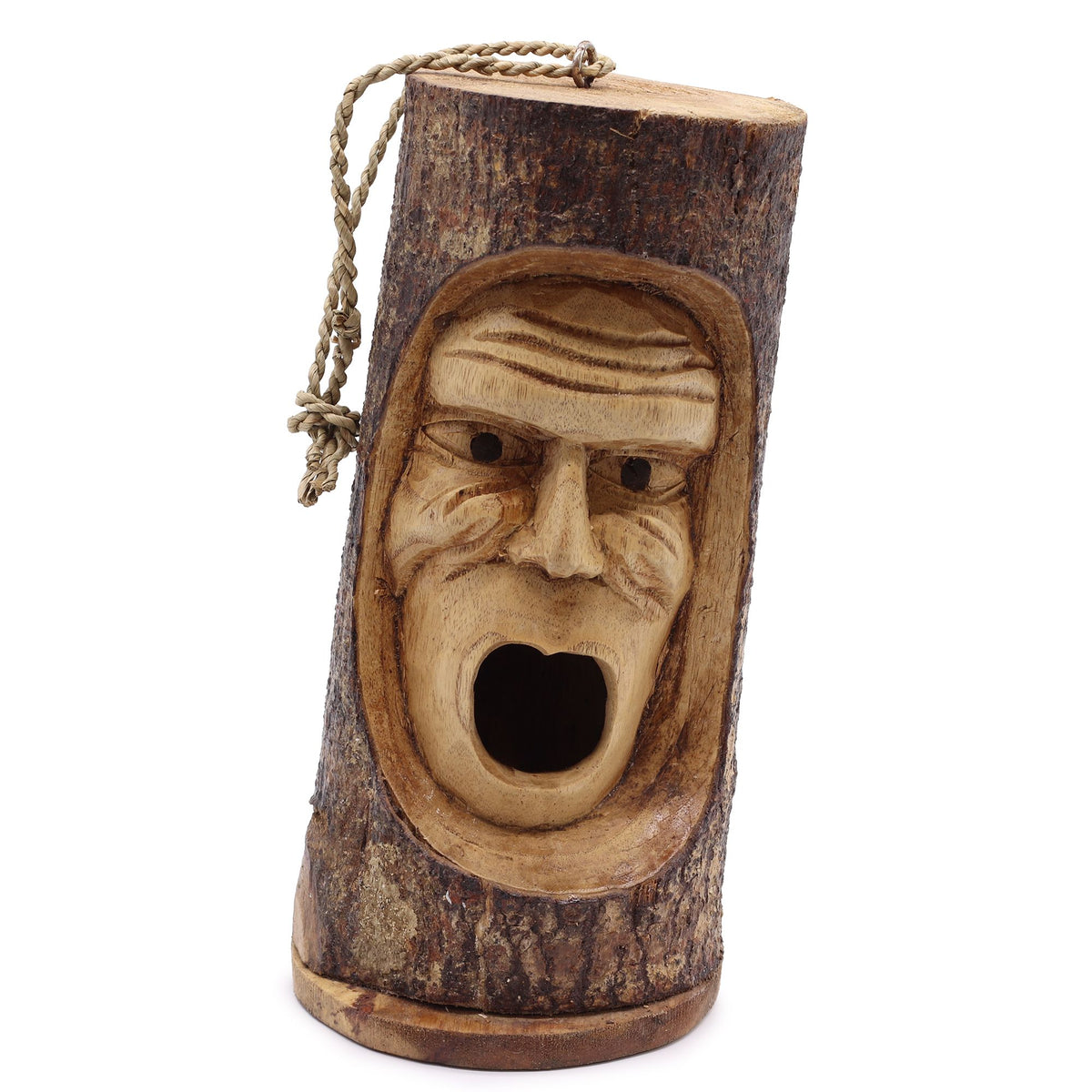 Cara de tronco de árbol - Casa para pájaros - Viejo gruñón