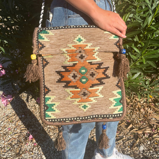 Bolso bandolera Kilim beige