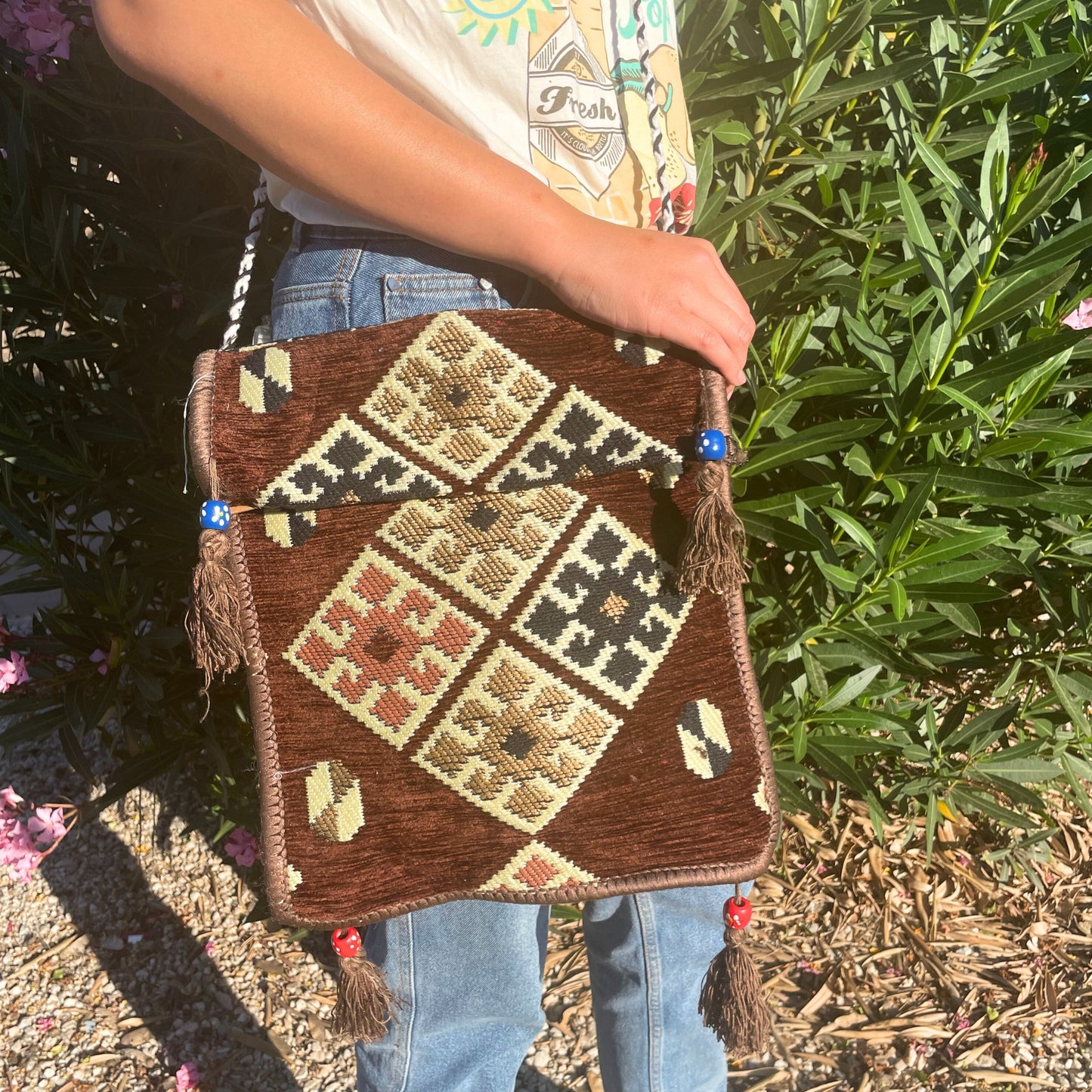 Bolso bandolera Kilim de chocolate