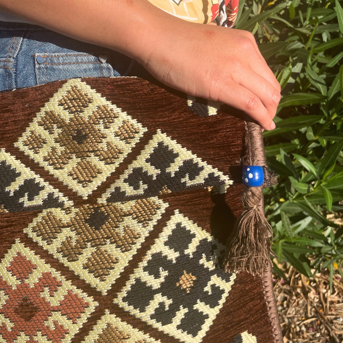 Bolso bandolera Kilim de chocolate