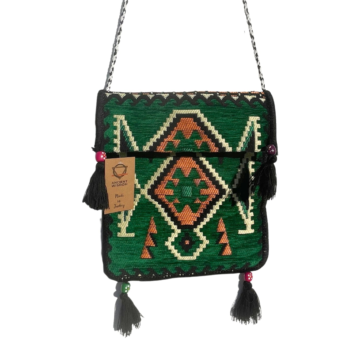 Bolso bandolera  Kilim verde esmeralda