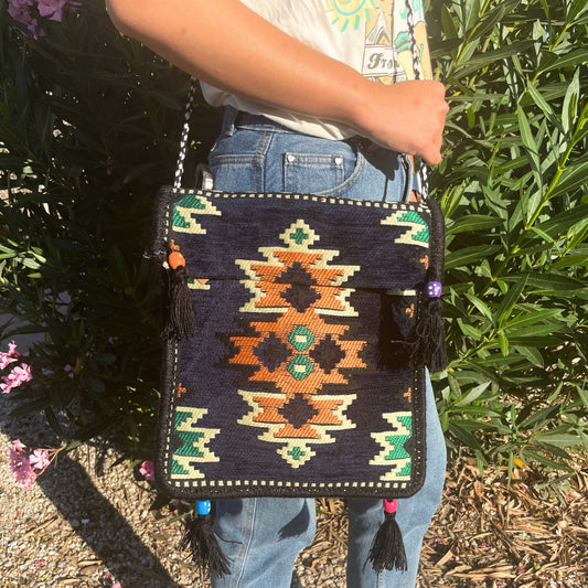 Bolso bandolera  Kilim azul marino oscuro